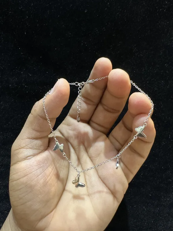 Silver_Sterling_Butterfly_Charm_Chain_Anklet_For_Women