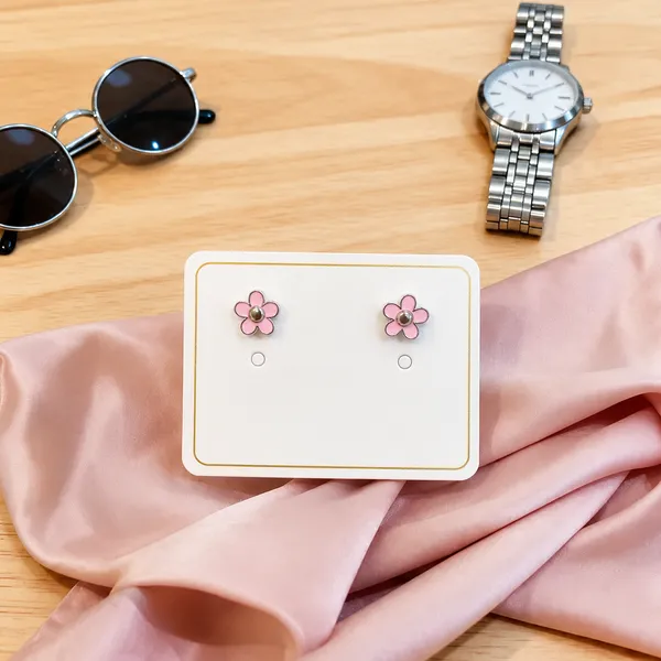 Silver_Sterling_Pink_Enamel_Floral_Stud_Earrings_For_Girls