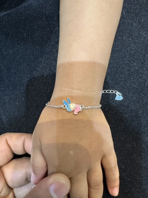 Silver_Sterling_Pink_Bunny_Charm_Bracelet_For_Girls