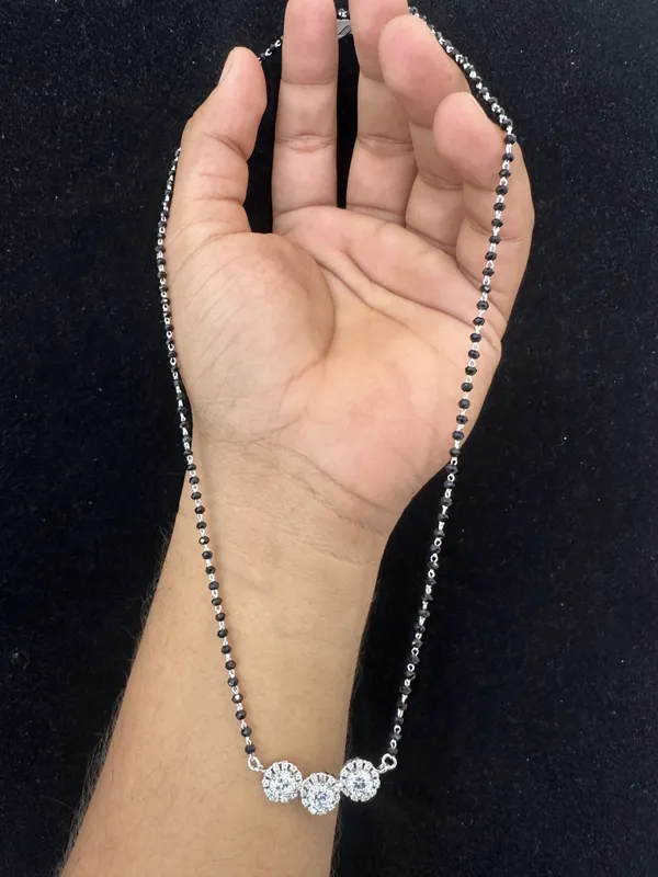 Silver_Sterling_Black_Beaded_Cz_Floral_Pendant_Mangalsutra_For_Women