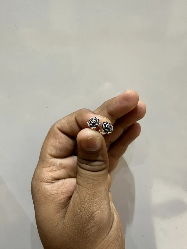 Black_Silver_Oxidised_Sterling_Rose_Stud_Earrings_For_Women