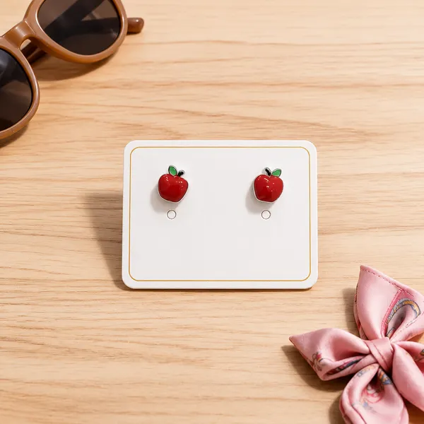 Silver_And_Red_Sterling_Silver_Enamel_Apple_Stud_Earrings_For_Girls