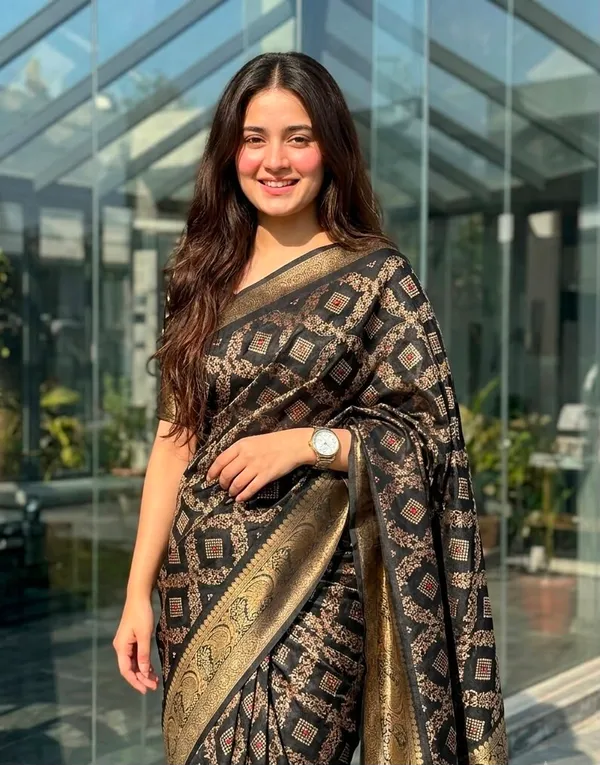 Pure_Printed_Party_Wear_Mysore_Silk_Blend_Saree_With_Ptinted_Blouse_And_Pallu