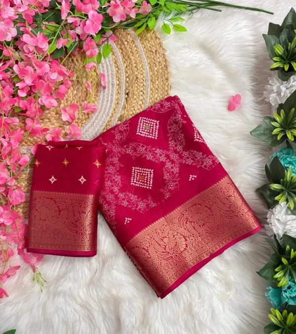 Pink_Part_Wear__Printed_Saree_Wth_Printed_Blouse_And_Printed_Pallu