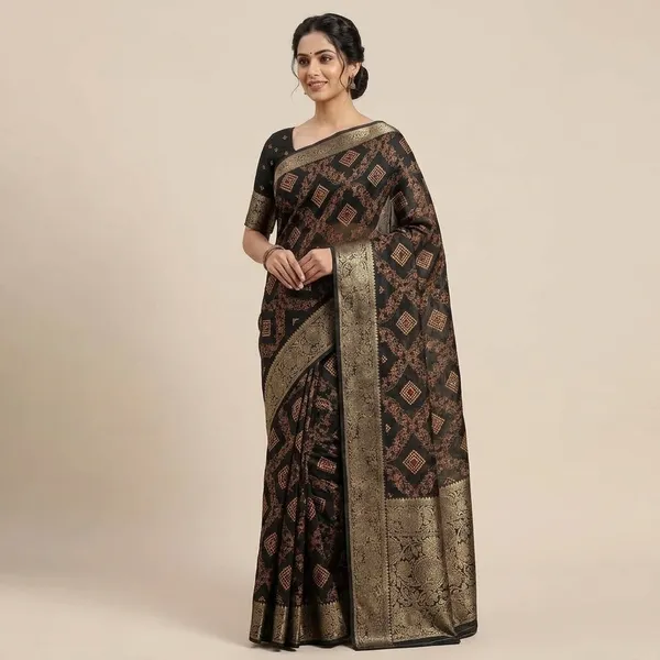Printed_Mysore_Silk_Blend_Saree_(Multicolor)