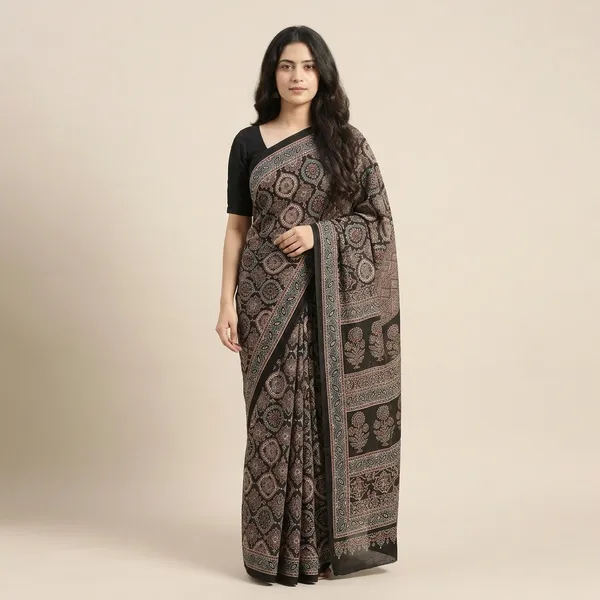 Printed_Daily_Wear_Crepe_Saree_(Black)