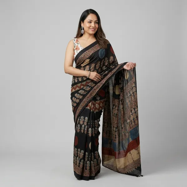 Printed_Bollywood_Crepe_Saree_(Black)