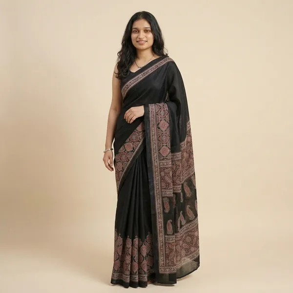 Printed_Bollywood_Crepe_Saree_(Black)