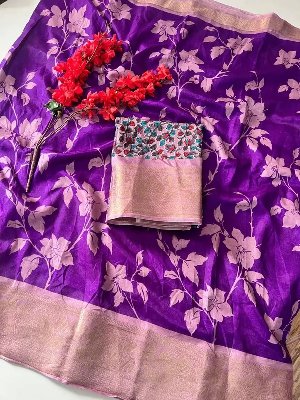 Purple_Cotton_Silk_Floral_Print_And_Printed_And_Self_Design_Saree_For_Women
