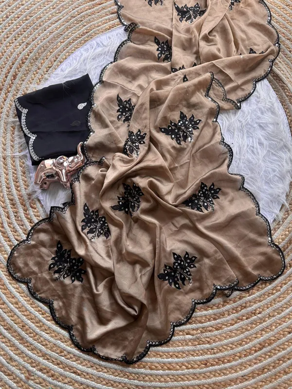 Pure_Rangoli_silk_Multi_Sequence_Emrodairy_Work_Saree_with_Black_Unstiched_Blouse