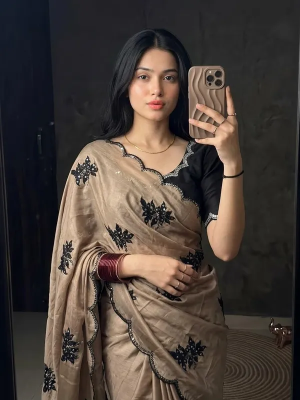 Pure_Rangoli_silk_Multi_Sequence_Emrodairy_Work_Saree_with_Black_Unstiched_Blouse