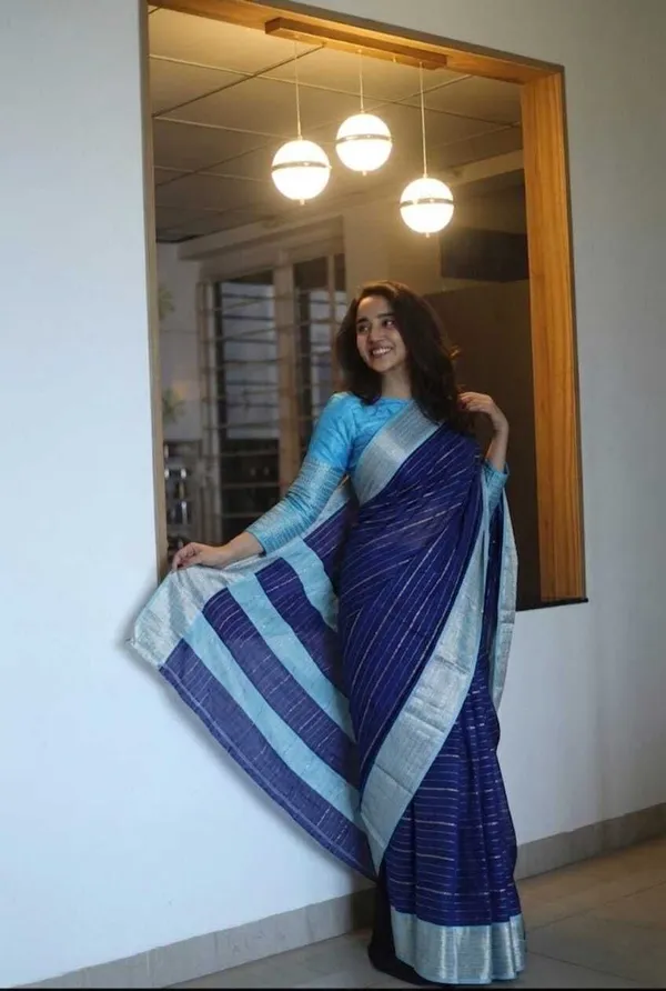 Multicolor_Cotton_Silk_Striped_And_Woven_And_Self_Design_Saree_For_Women