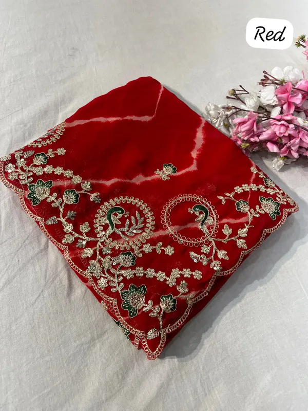 Premium_Georgette_C_pallu_Multi_Coding_Sequence_work_Lehriya_Saree