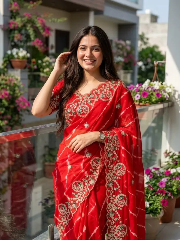 Premium_Georgette_C_pallu_Multi_Coding_Sequence_work_Lehriya_Saree