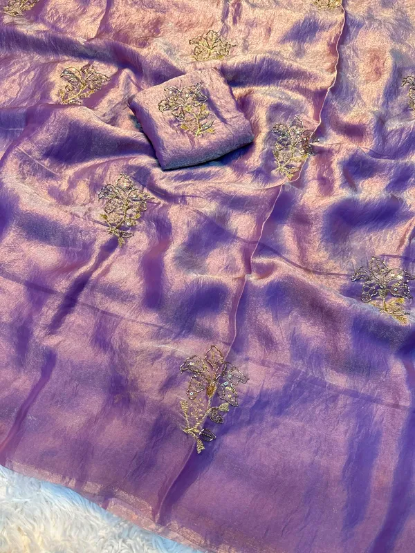 Premium_Lavender_Silk_Saree_With_Heavy_Sequins_Floral_Embroidery_Work_And_Unstitched_Blouse