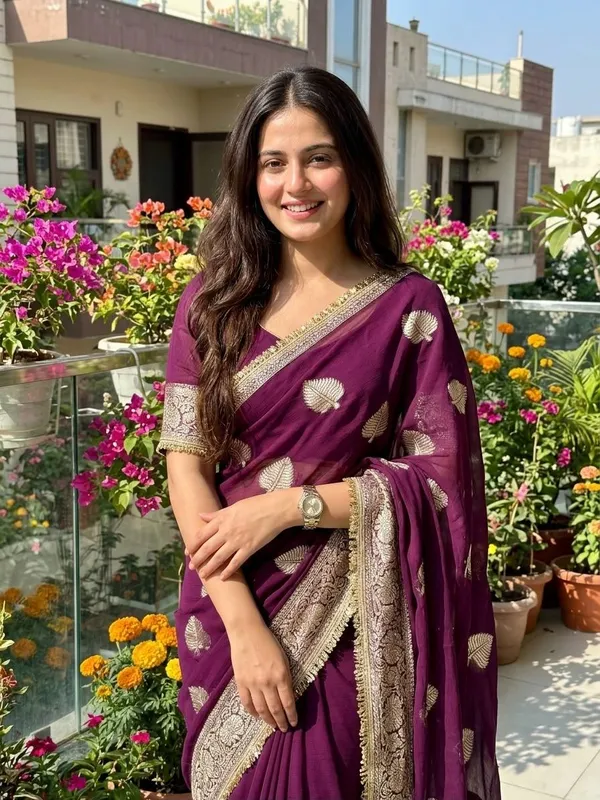Pure_Viscose_Georgette_Saree_With_Sequence_Party_Wear_Lace_border_And_Running_Blouse