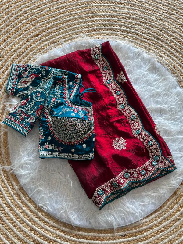 Pure_soft_Fenndy_Sattin_Silk_Saree_With_Embroidery_Sequence_work_Butta