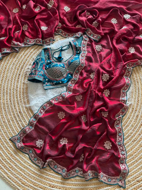 Pure_soft_Fenndy_Sattin_Silk_Saree_With_Embroidery_Sequence_work_Butta