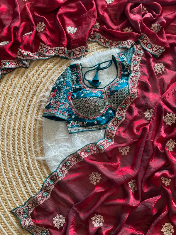 Pure_soft_Fenndy_Sattin_Silk_Saree_With_Embroidery_Sequence_work_Butta