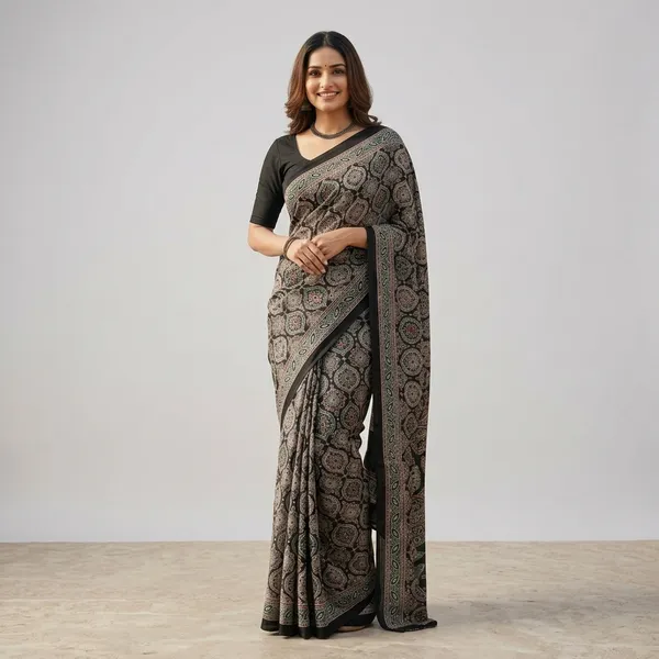 Printed_Bollywood_Crepe_Saree_(Black)