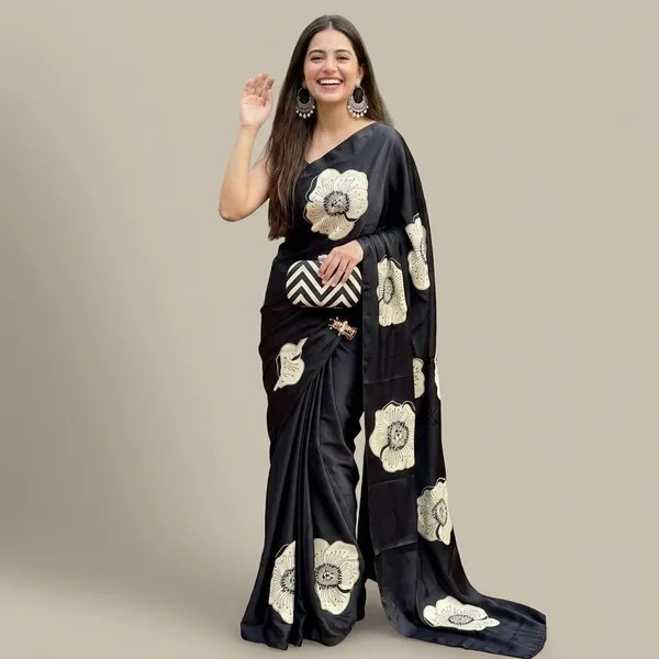 Floral_Print,_Printed_Daily_Wear_Crepe_Saree_(Black)