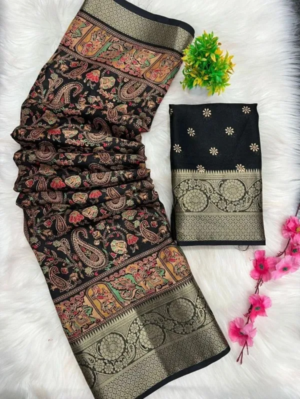Printed_Mysore_Silk_Blend_Saree_(Black)