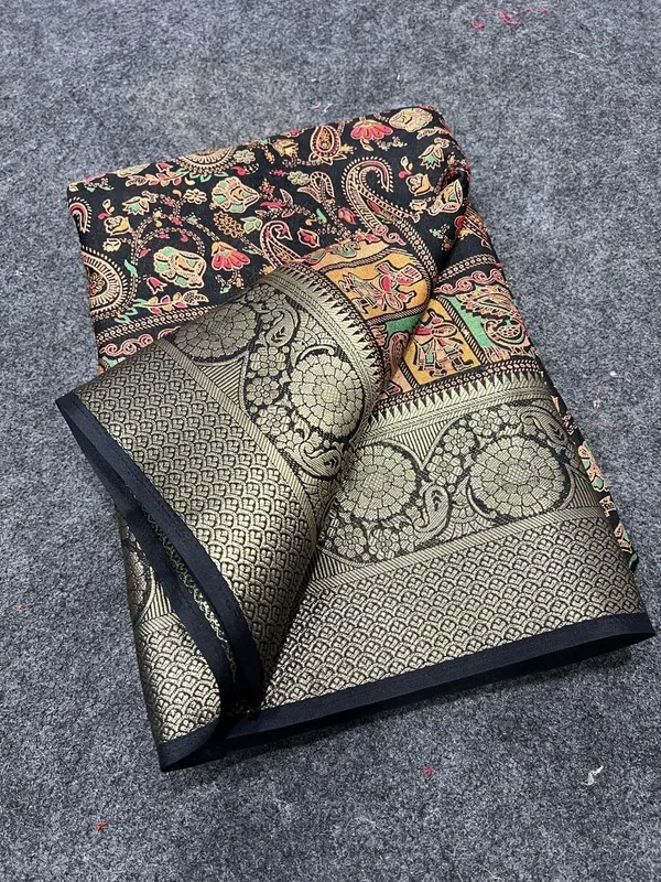 Printed_Mysore_Silk_Blend_Saree_(Black)