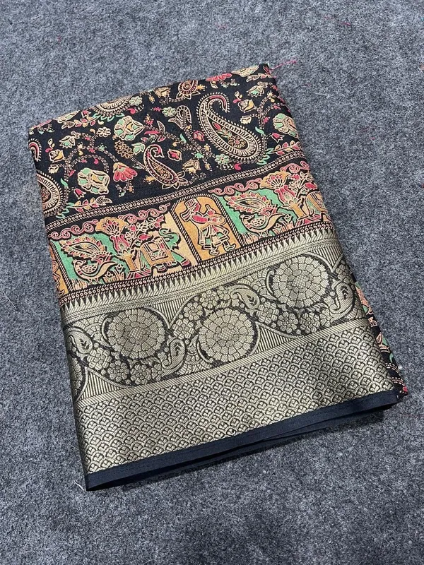 Printed_Mysore_Silk_Blend_Saree_(Black)