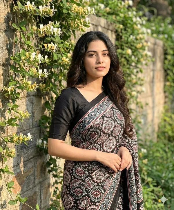 Printed_Daily_Wear_Crepe_Saree_(Black)