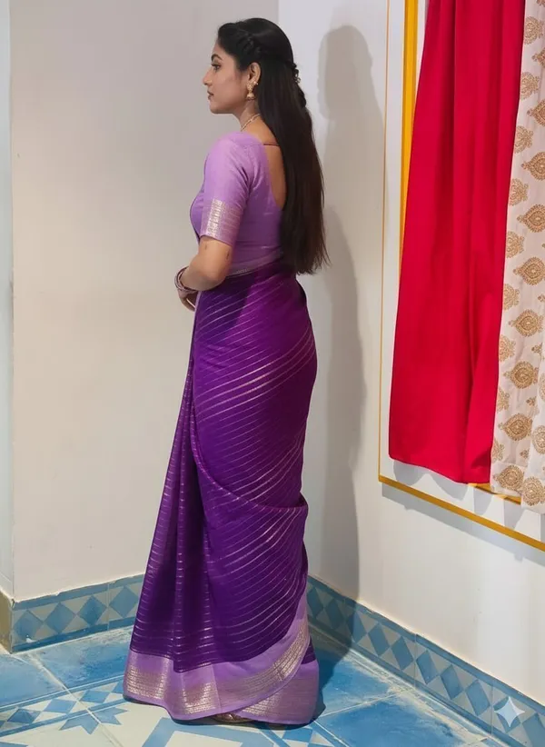 Striped_Mysore_Cotton_Blend_Saree_(Purple)