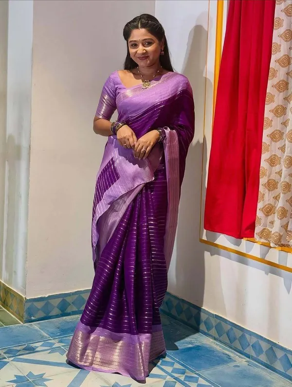 Striped_Mysore_Cotton_Blend_Saree_(Purple)