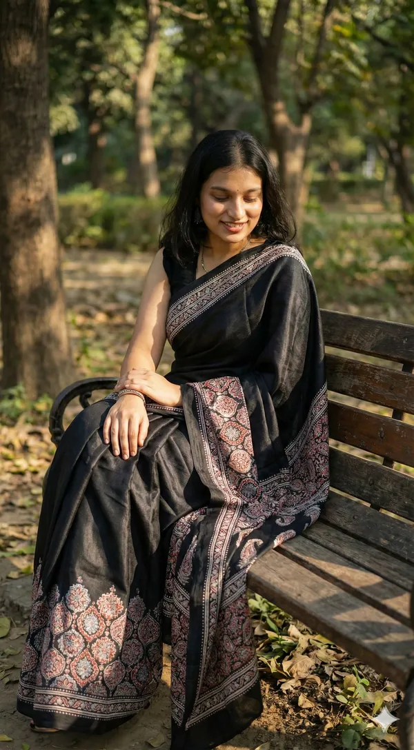 Printed_Bollywood_Crepe_Saree_(Black)