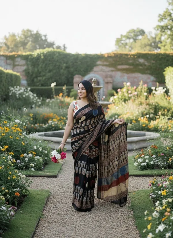 Printed_Bollywood_Crepe_Saree_(Black)
