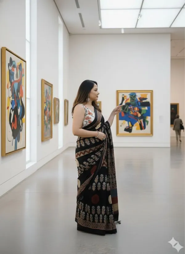 Printed_Bollywood_Crepe_Saree_(Black)