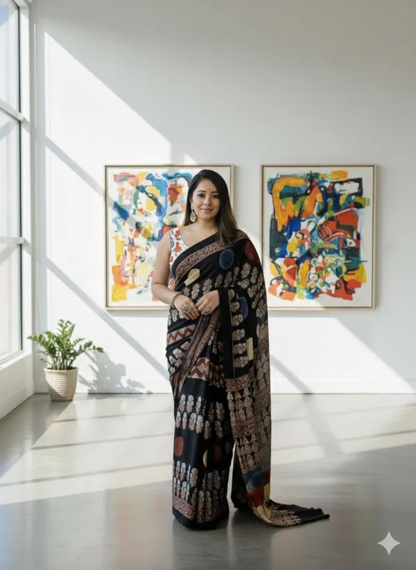 Printed_Bollywood_Crepe_Saree_(Black)
