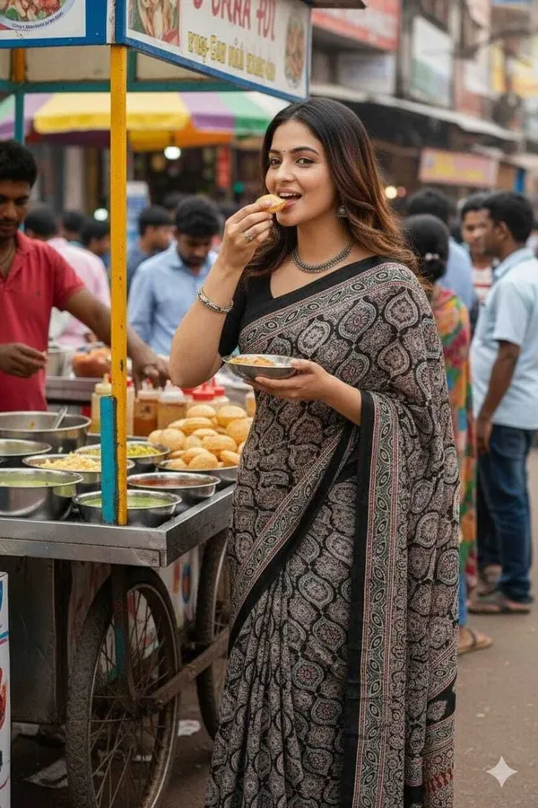 Printed_Bollywood_Crepe_Saree_(Black)