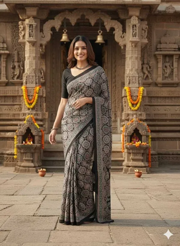 Printed_Bollywood_Crepe_Saree_(Black)
