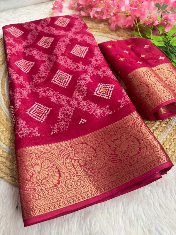 Printed_Bandhani_Pure_Silk_Saree_(Pink)