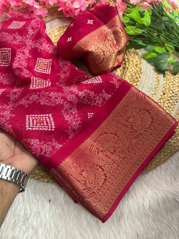 Printed_Bandhani_Pure_Silk_Saree_(Pink)