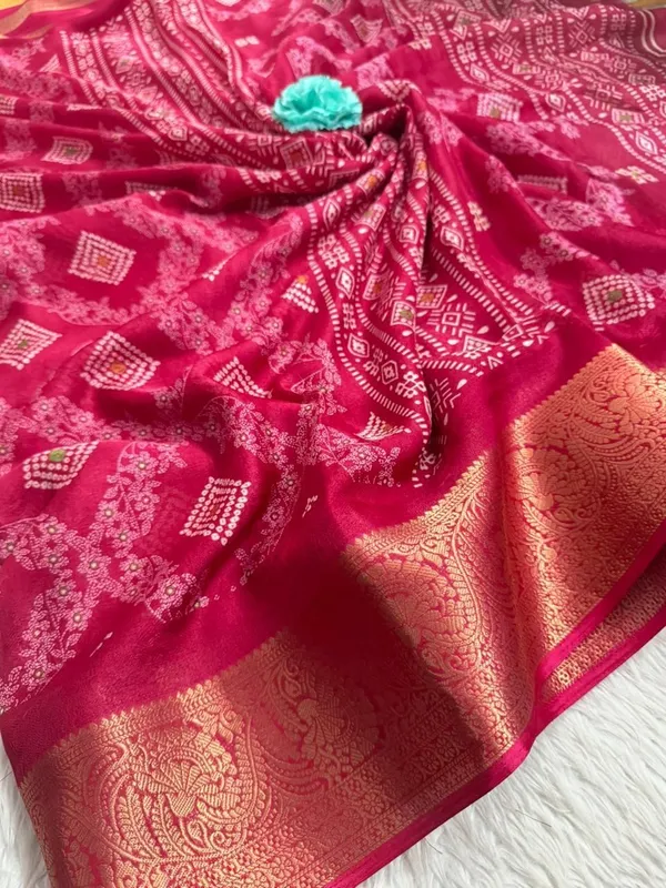 Printed_Bandhani_Pure_Silk_Saree_(Pink)