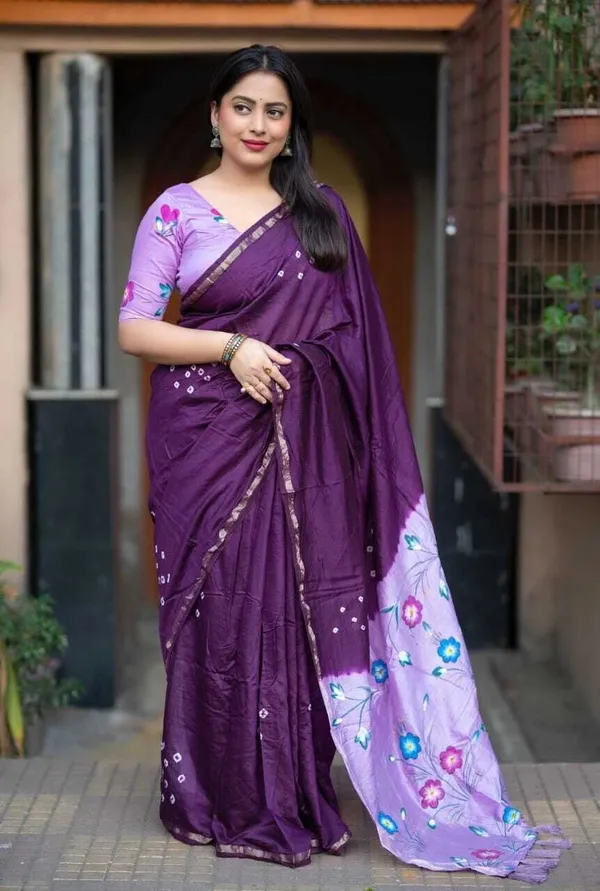 Printed_Daily_Wear_Cotton_Silk_Saree_(Purple)