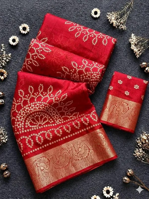 Woven_Bandhani_Pure_Silk_Saree_(Red)