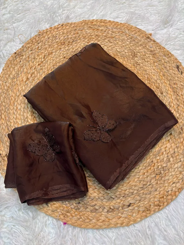 Tranding_Fendy_Satin_Two_Tone_Dark_Coffee_with_Beautiful_Handwork_Beads_Butter_Fly_Work