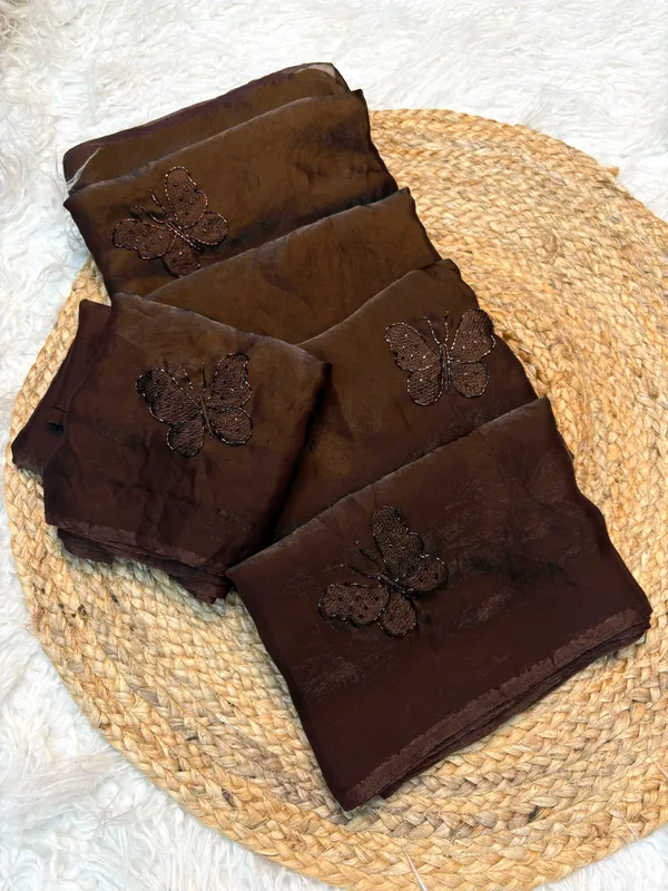 Tranding_Fendy_Satin_Two_Tone_Dark_Coffee_with_Beautiful_Handwork_Beads_Butter_Fly_Work