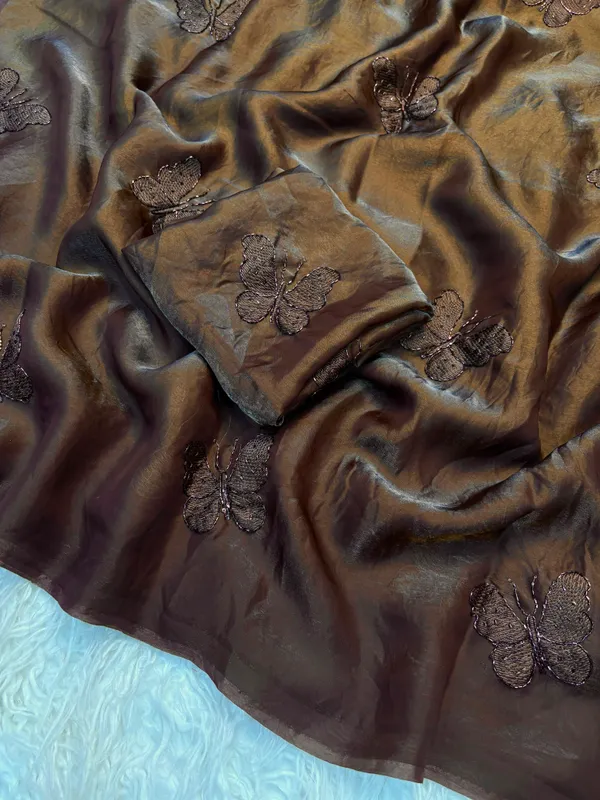 Tranding_Fendy_Satin_Two_Tone_Dark_Coffee_with_Beautiful_Handwork_Beads_Butter_Fly_Work