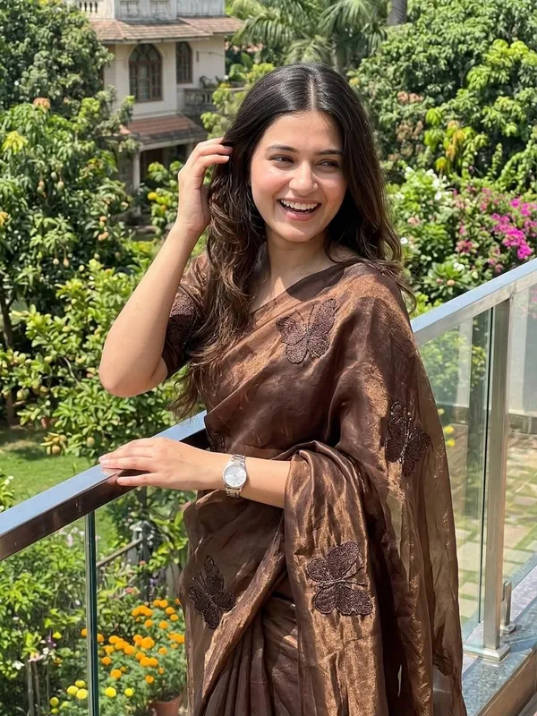 Tranding_Fendy_Satin_Two_Tone_Dark_Coffee_with_Beautiful_Handwork_Beads_Butter_Fly_Work