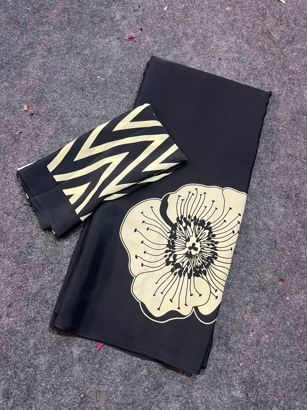 Floral_Print_Crepe_Silk_Party_Wear_Saree_With_Printed_Zig_Zag_Blouse