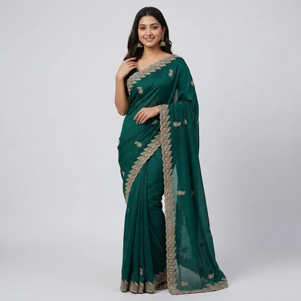 Embroidered,_Printed,_Floral_Print,_Embellished_Bollywood_Chiffon_Saree_(Blue)