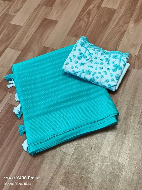 Blue_Chiffon_Striped_And_Self_Design_Saree_For_Women