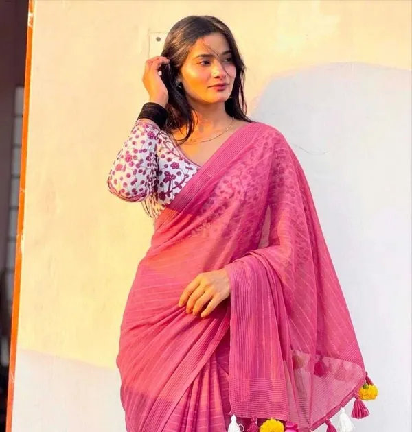 Purple_Chiffon_Striped_Saree_For_Women